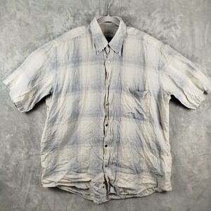 Barney's New York 100% Delave Linen Multicolor Shirt Mens XL Made in Italy